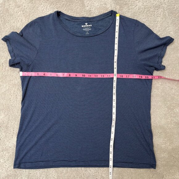 Bombas Blue Striped Tee Crew Short Sleeve T-Shirt Women's Large - Picture 7 of 7